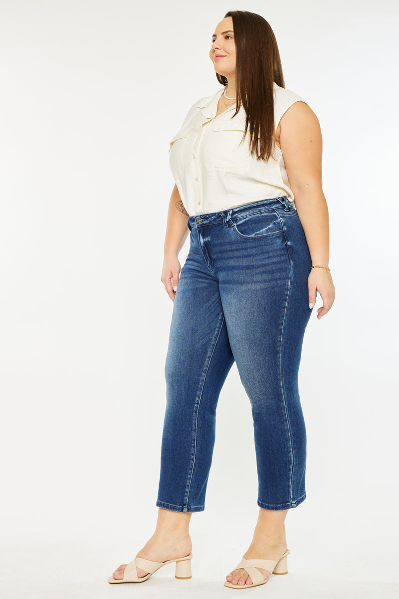 Plus Size Women's Mid Rise Slim Straight Jeans - Dark Wash - view 3