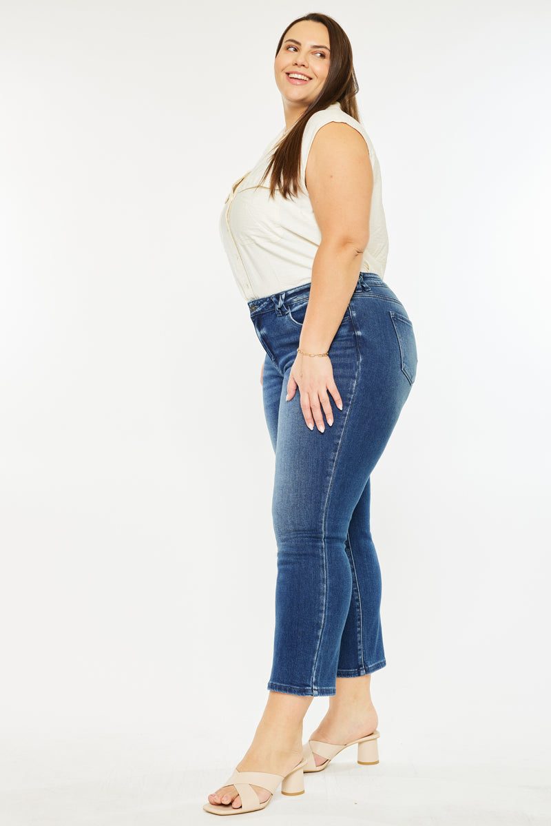 Plus Size Women's Mid Rise Slim Straight Jeans - Dark Wash - view 4
