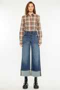Women's High Rise Wide Leg Jeans - Dark Wash - Dark Wash (Style 144)