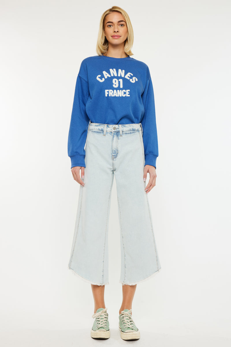 Women's High Rise Crop Gaucho Jeans - Light Wash - view 4