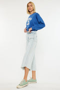 Women's High Rise Crop Gaucho Jeans - Light Wash