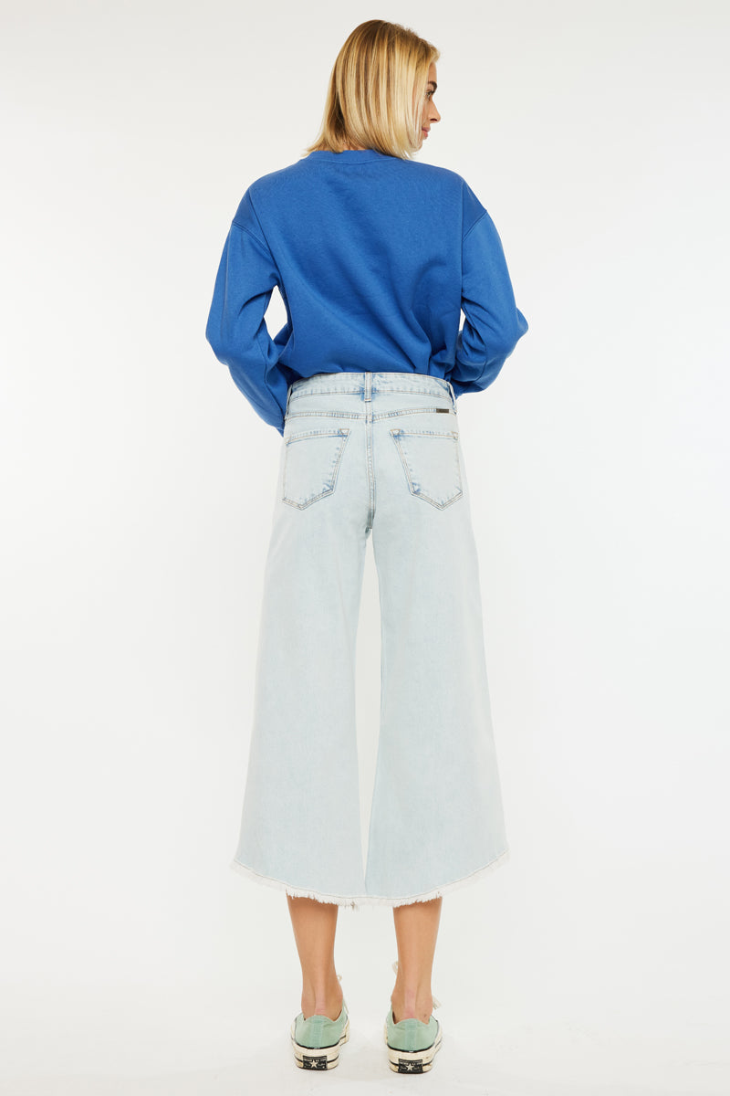Women's High Rise Crop Gaucho Jeans - Light Wash - view 5