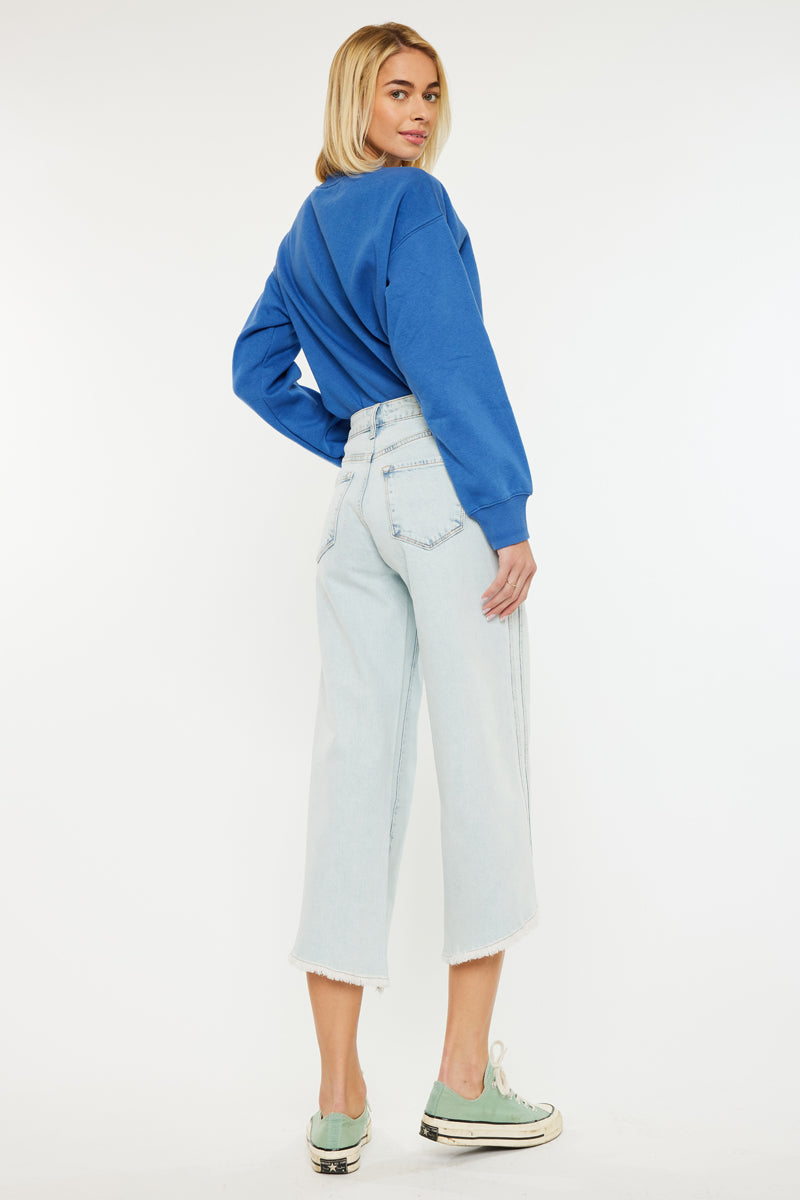 Women's High Rise Crop Gaucho Jeans - Light Wash - view 2