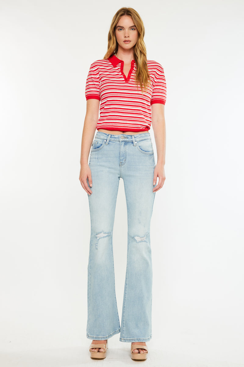 Women's High Rise Flare Jeans - Light Wash - view 5