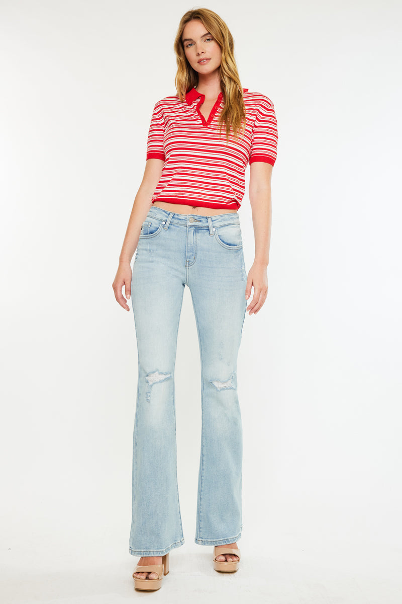 Women's High Rise Flare Jeans - Light Wash