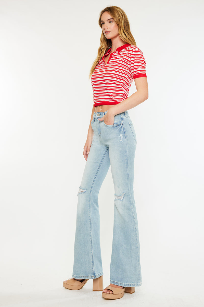 Women's High Rise Flare Jeans - Light Wash - view 4