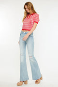 Women's High Rise Flare Jeans - Light Wash - view 3