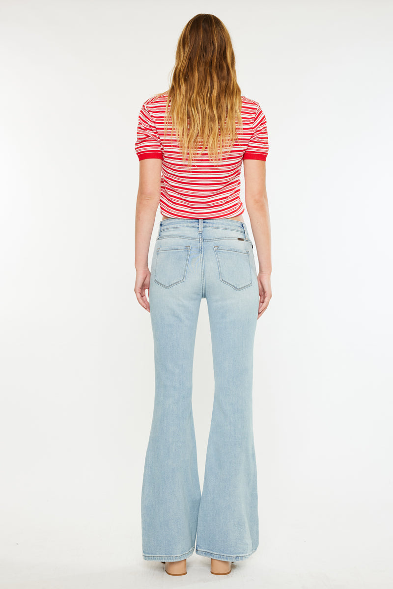 Women's High Rise Flare Jeans - Light Wash - view 6
