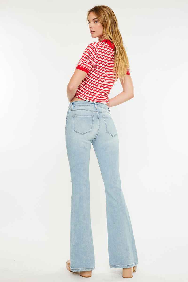 Women's High Rise Flare Jeans - Light Wash - view 2