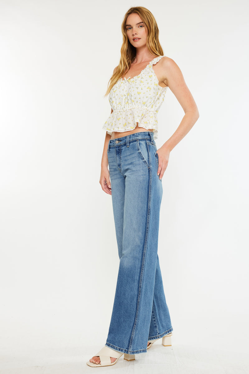 Women's Mid Rise Wide Leg Jeans - Medium Wash - Medium Wash - view 5
