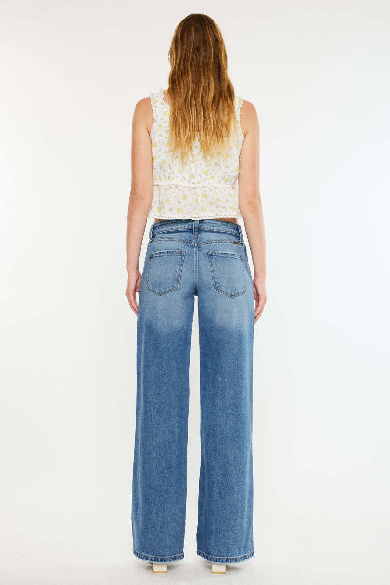 Women's Mid Rise Wide Leg Jeans - Medium Wash - Medium Wash - view 7