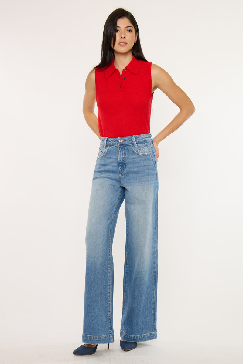 Women's Ultra High Rise Wide Leg Jeans - Medium Dark