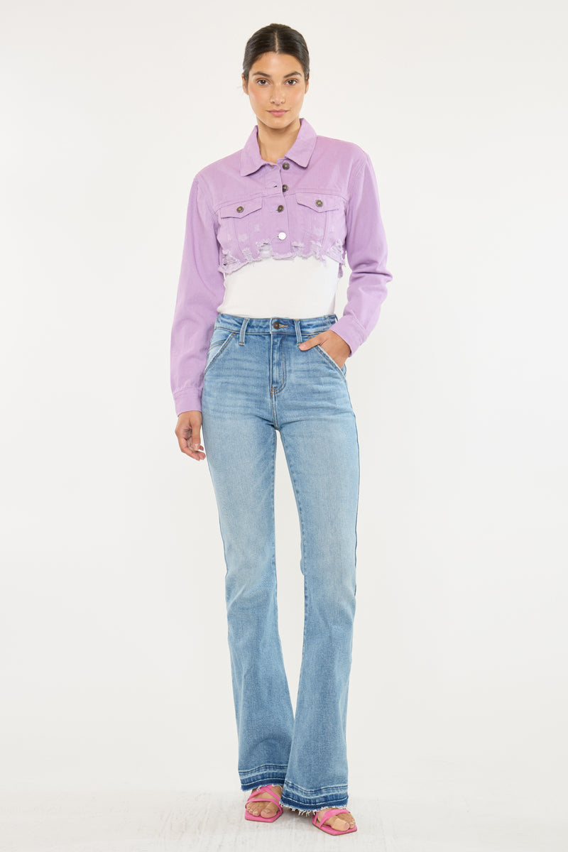 Women's High Rise Flare Jeans - Medium Wash