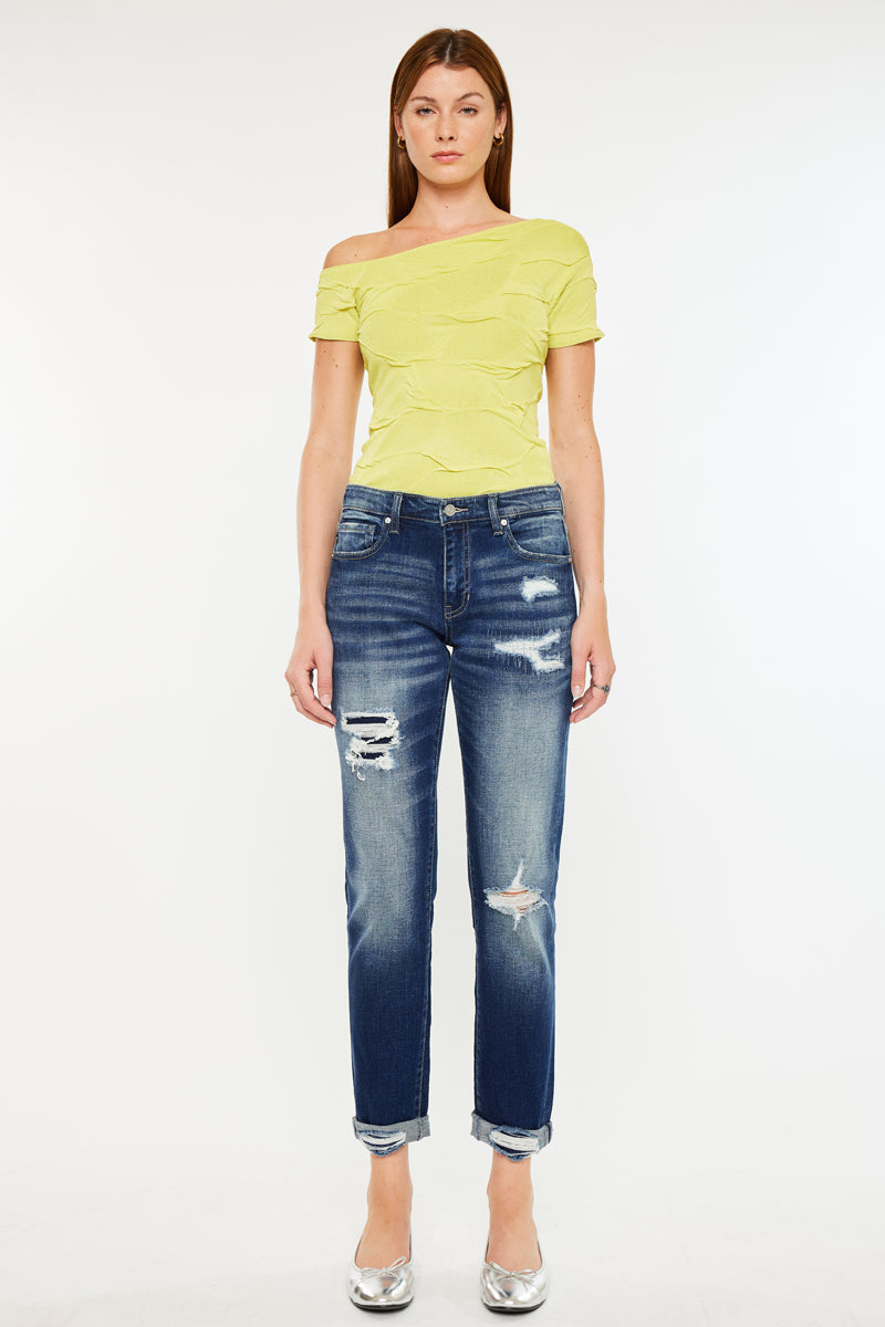 Women's Mid Rise Slim Boyfriend Jeans - view 9
