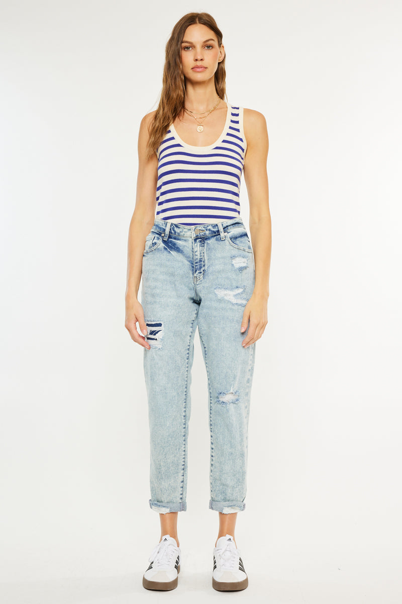 Women's Mid Rise Slim Boyfriend Jeans - view 5