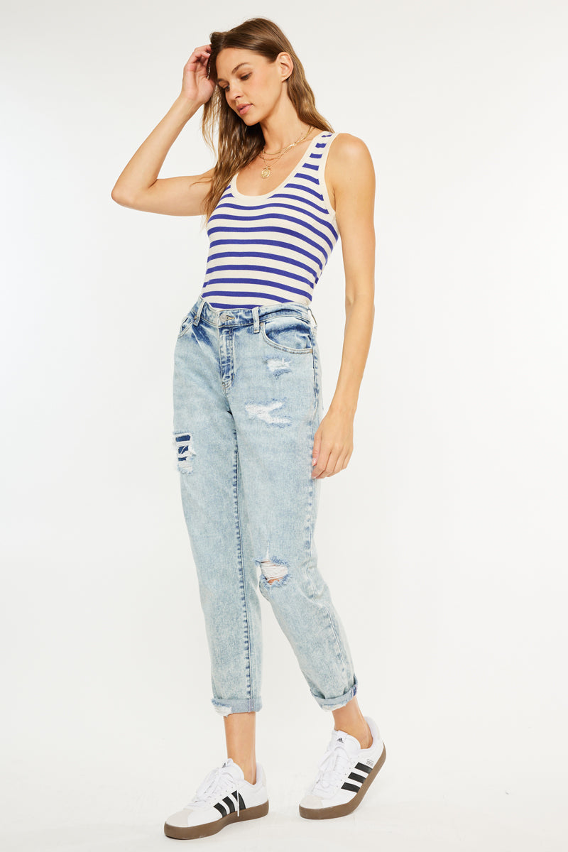 Women's Mid Rise Slim Boyfriend Jeans - view 4