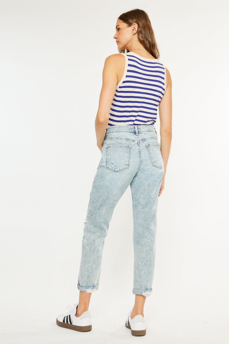 Women's Mid Rise Slim Boyfriend Jeans - view 2