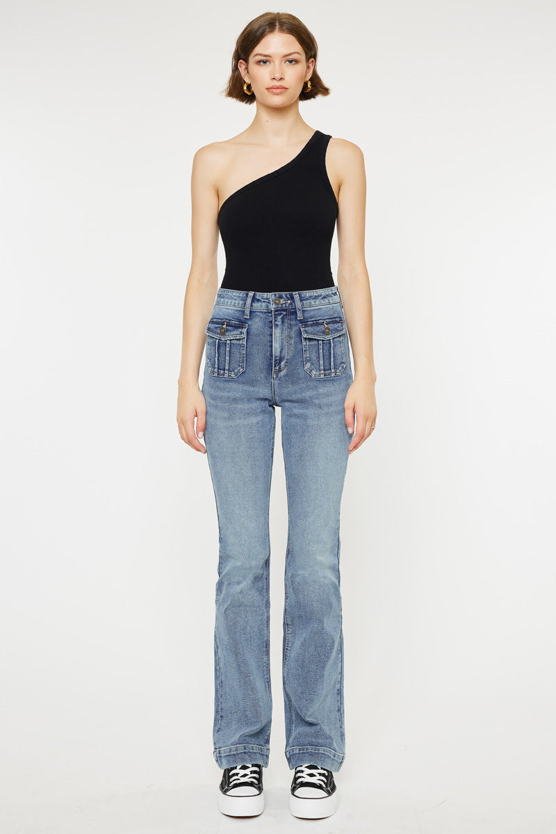 Women's High Rise Bootcut Jeans - Medium Wash - Medium Wash