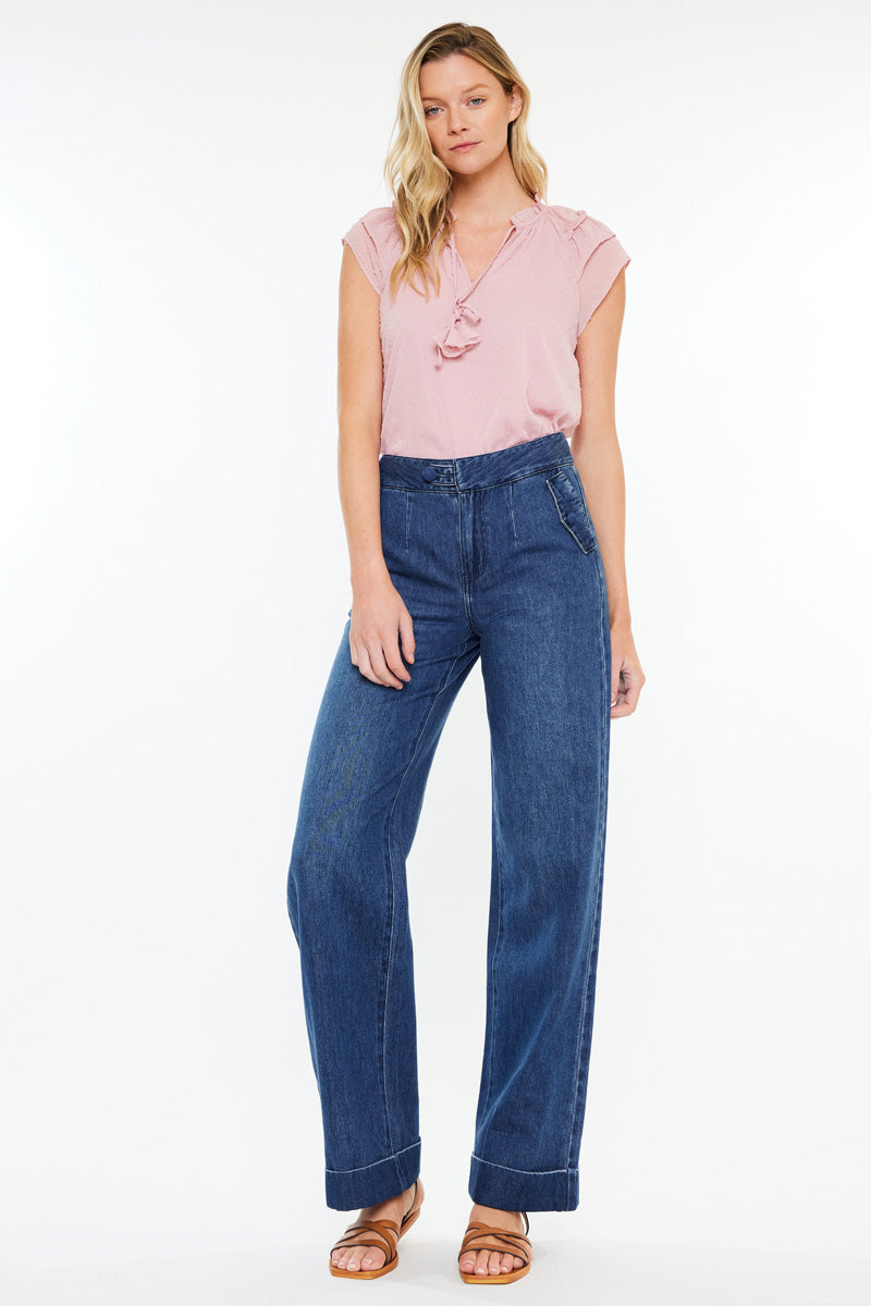 Women's High Rise Wide Leg Jeans - Dark Wash - view 2