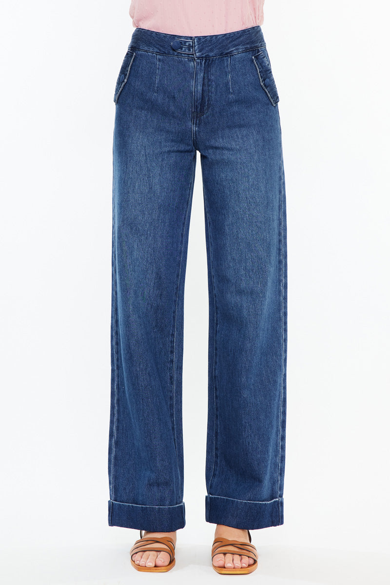 Women's High Rise Wide Leg Jeans - Dark Wash - view 7