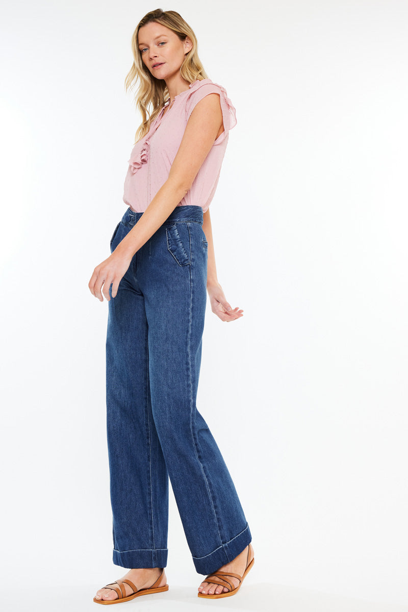 Women's High Rise Wide Leg Jeans - Dark Wash - view 5