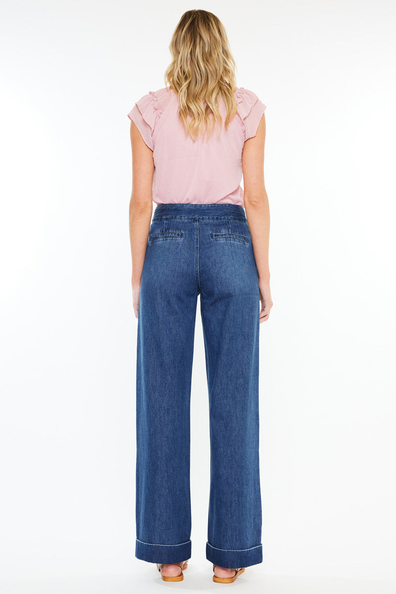 Women's High Rise Wide Leg Jeans - Dark Wash