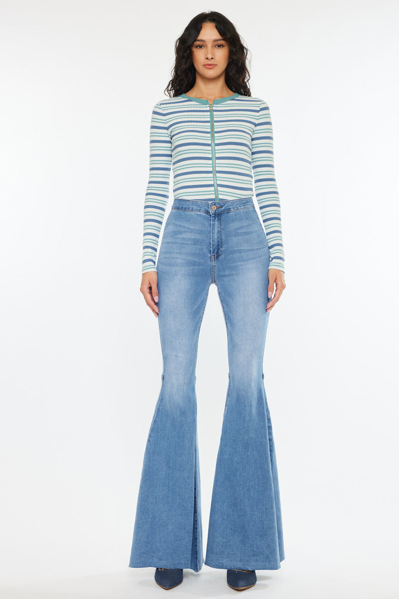 Women's High Rise Super Flare Jeans - Medium Wash - Medium Wash