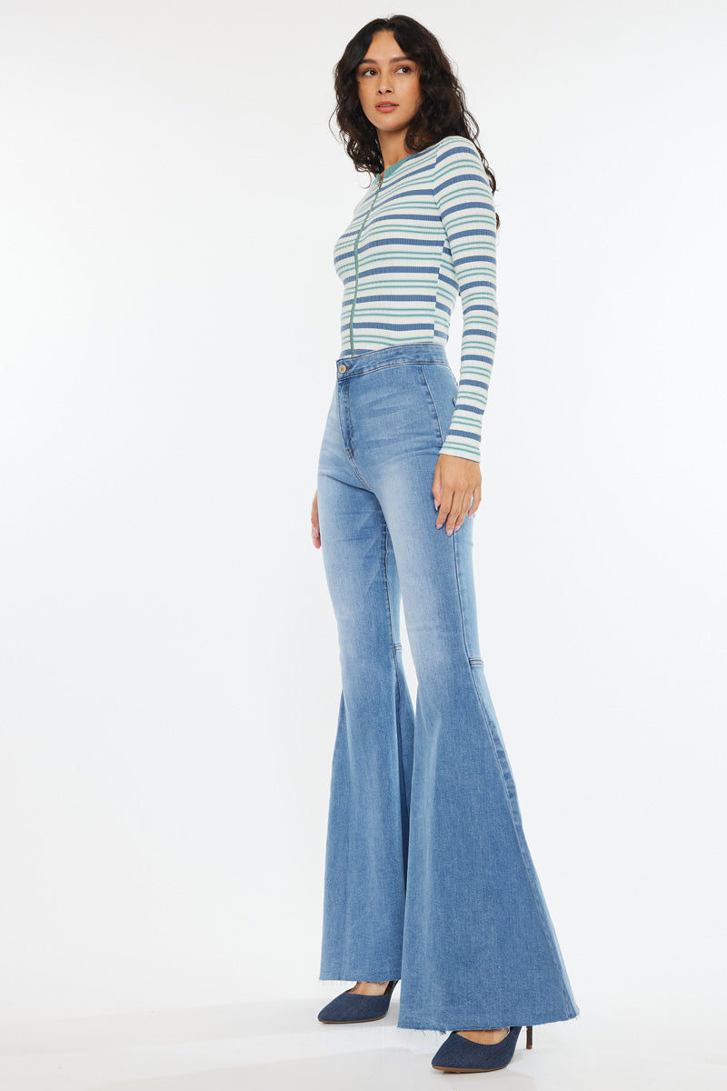Women's High Rise Super Flare Jeans - Medium Wash - Medium Wash - view 3