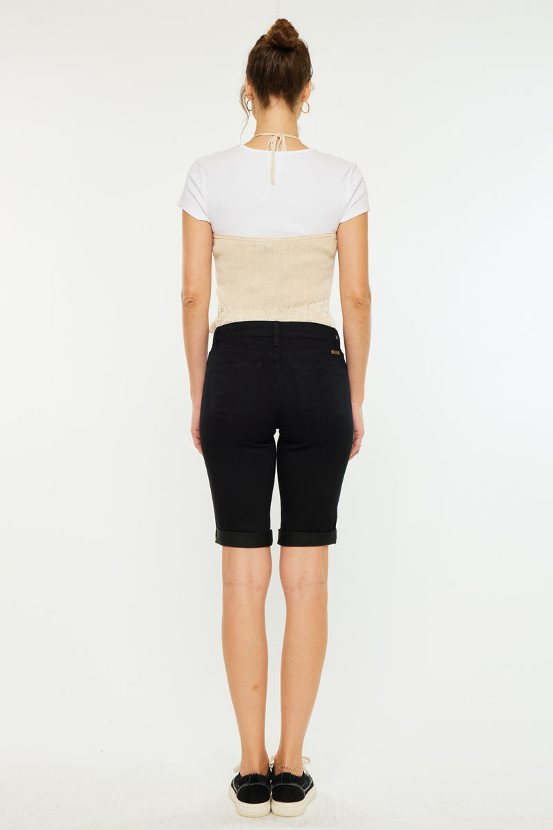 Women's Mid Rise Bermuda Denim Shorts - Black - view 6