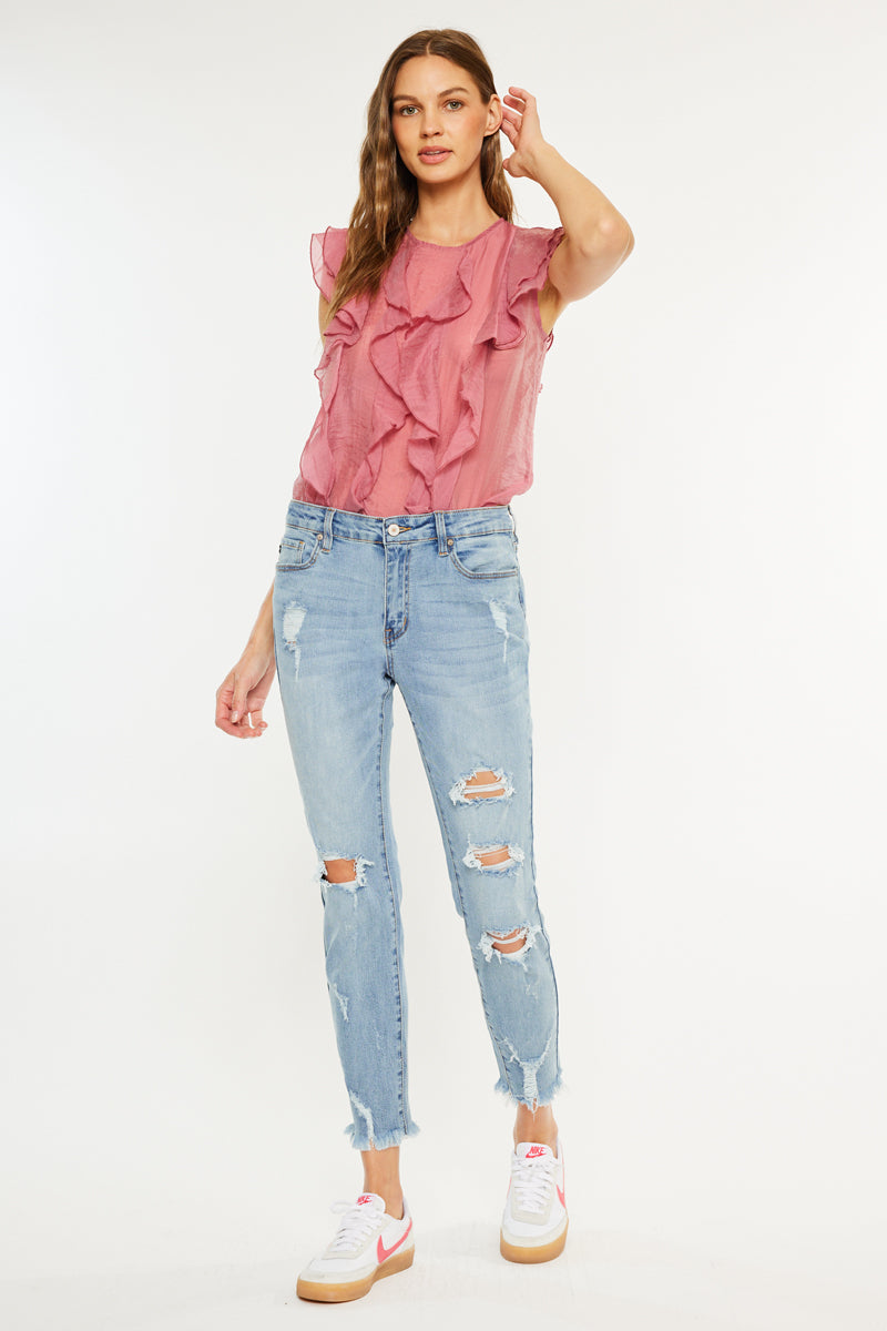 Women's Mid Rise Ankle Skinny Jeans - Medium Wash - Medium Wash