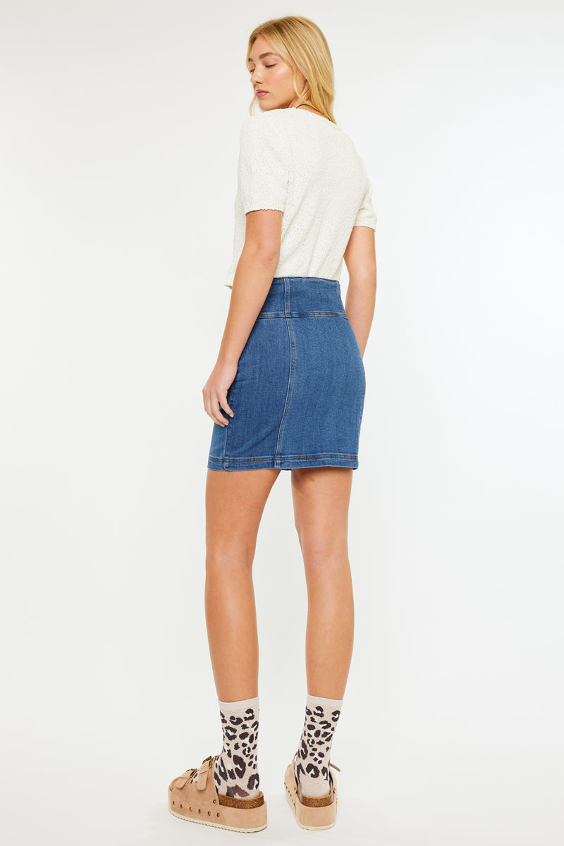 Women's High Rise Lace Up Corset Denim Skirt - Medium Wash - view 6