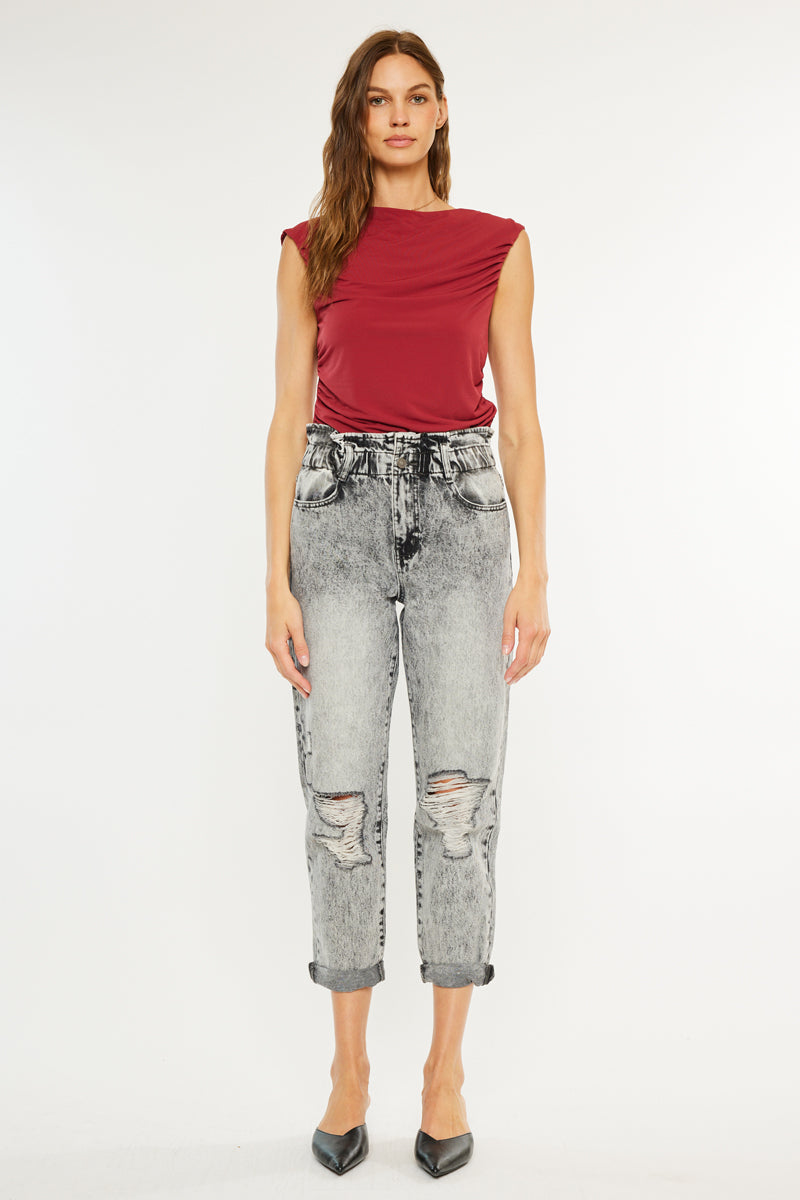 Women's Ultra High Rise Paperbag Boyfriend Jeans - Gray - view 5