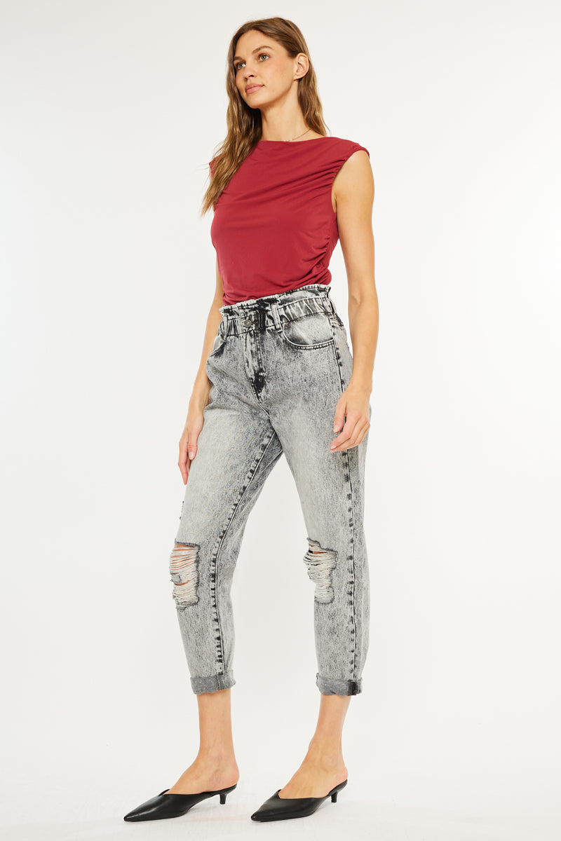 Women's Ultra High Rise Paperbag Boyfriend Jeans - Gray - view 3