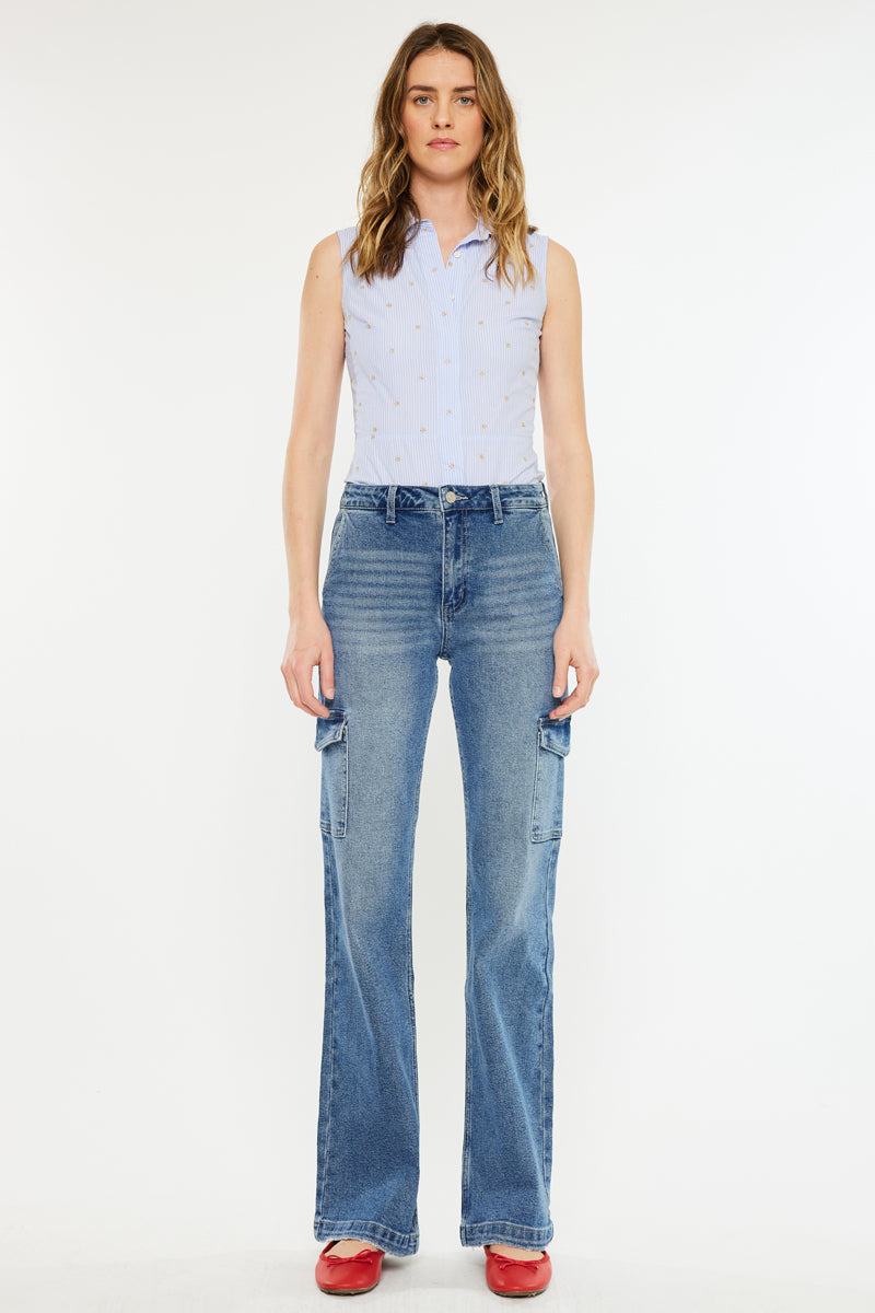 Women's High Rise Wide Flare Jeans - Medium Wash