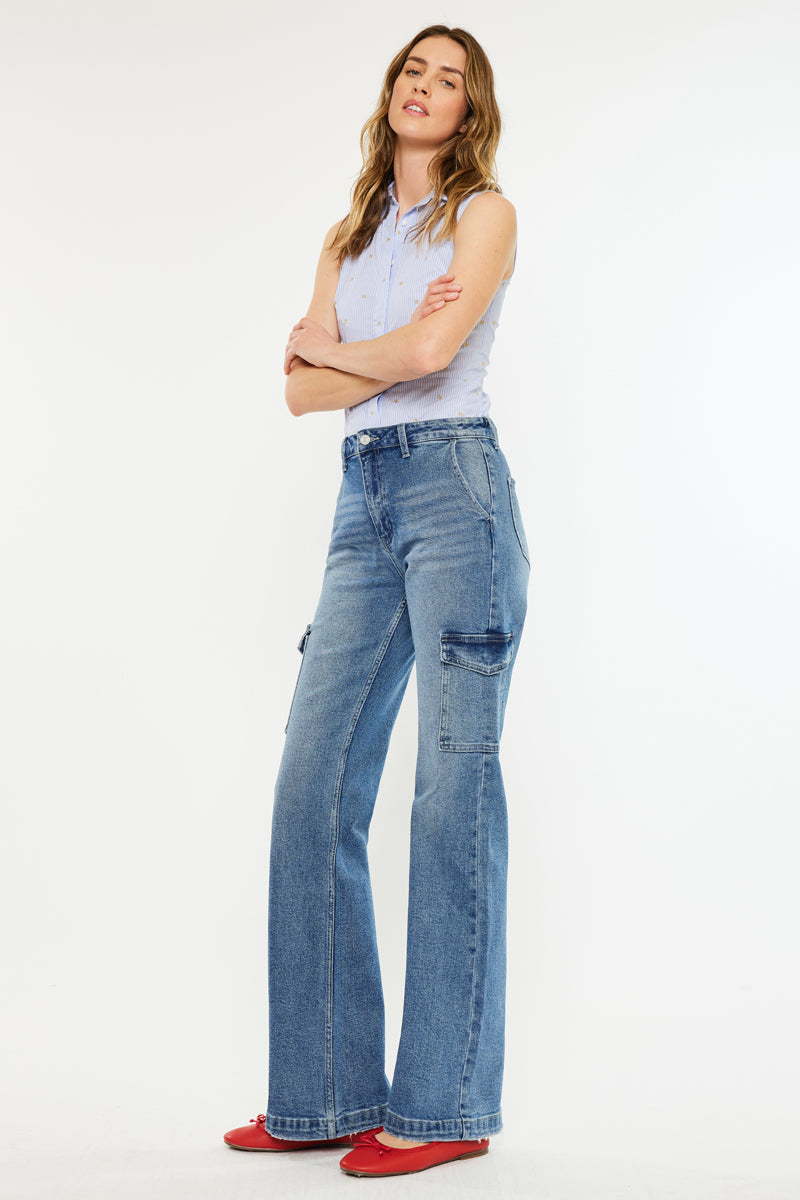 Women's High Rise Wide Flare Jeans - Medium Wash - view 4