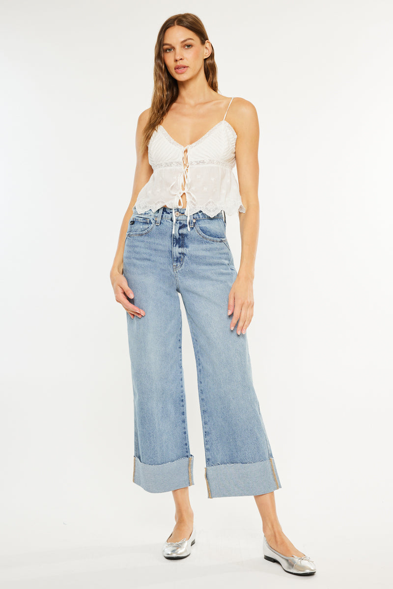 Women's 90s Crop Wide Leg Jeans