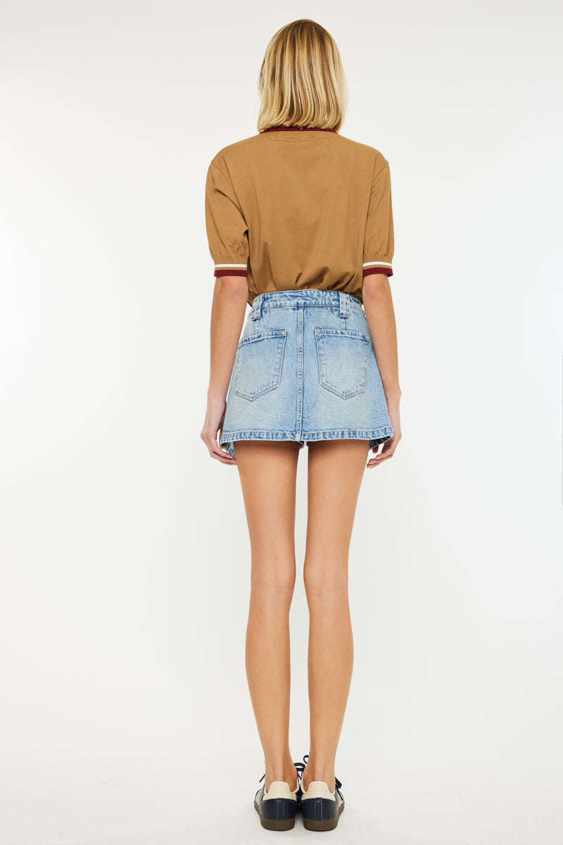 Women's High Rise Denim Skort - Medium Wash - view 6