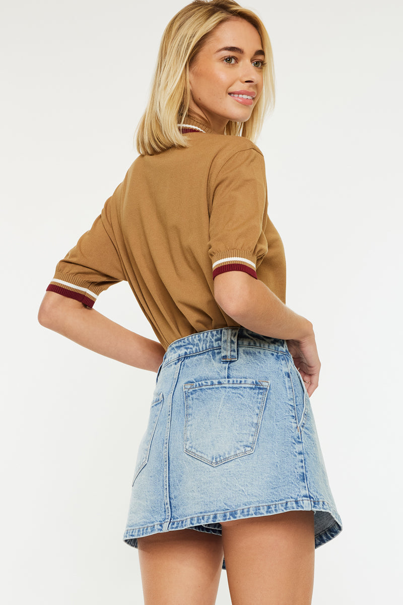 Women's High Rise Denim Skort - Medium Wash - view 2