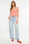 Women's Mid Rise Wide Leg Jeans - Light Wash - Light Wash