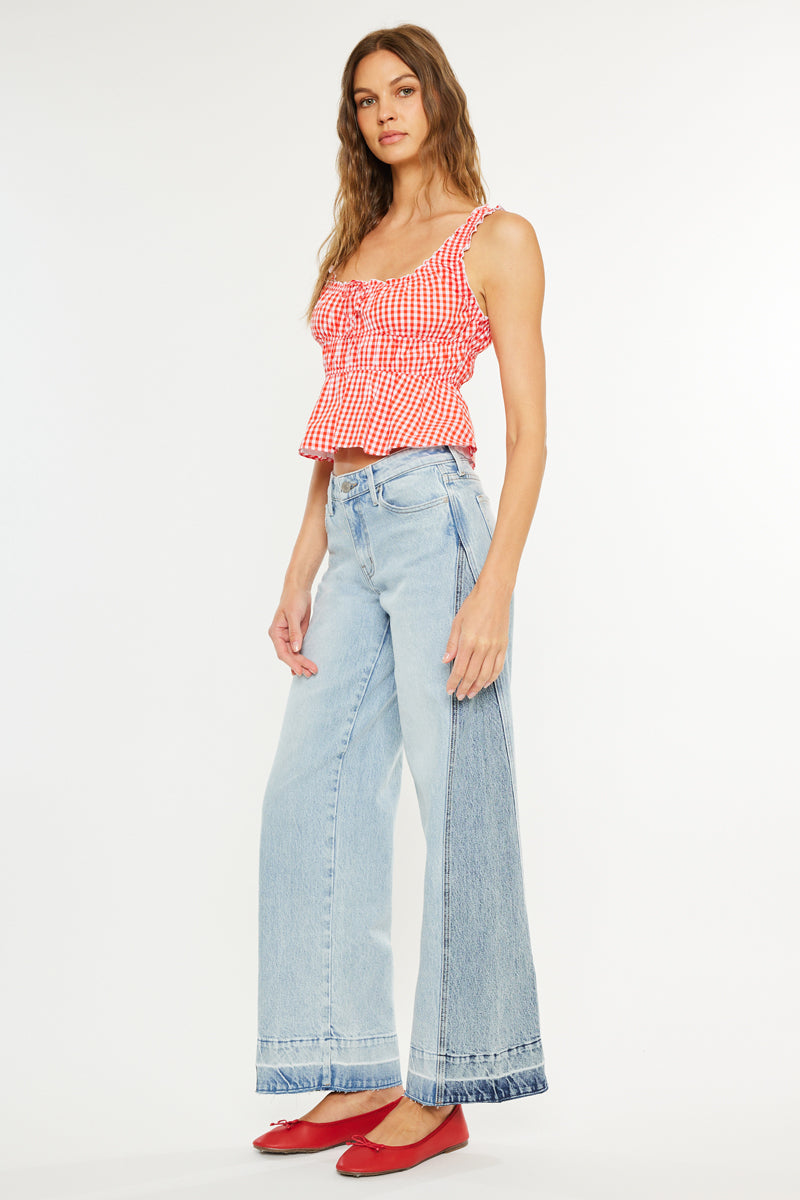 Women's Mid Rise Wide Leg Jeans - Light Wash - Light Wash - view 3