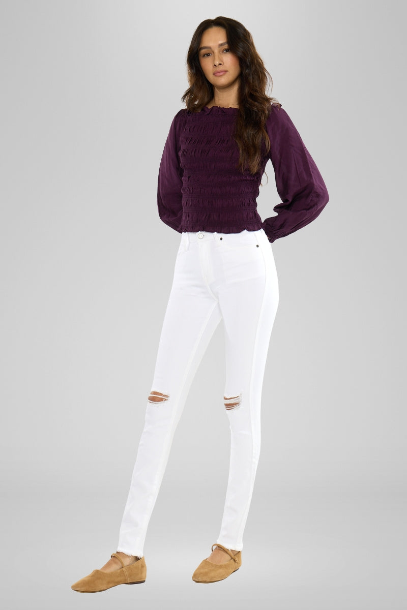 Women's High Rise Super Skinny Jeans - White - White (Style 132) - view 3