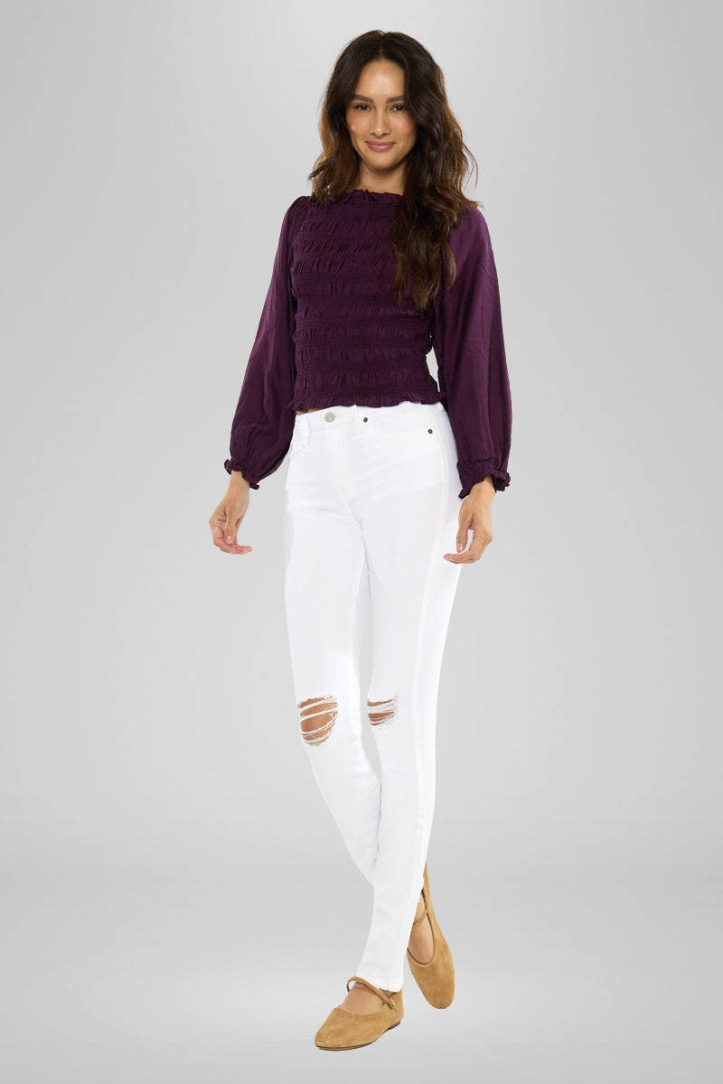 Women's High Rise Super Skinny Jeans - White - White (Style 132) - view 4