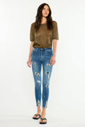 Women's High Rise Ankle Skinny Jeans - Dark Wash - Dark Wash (Style 148)