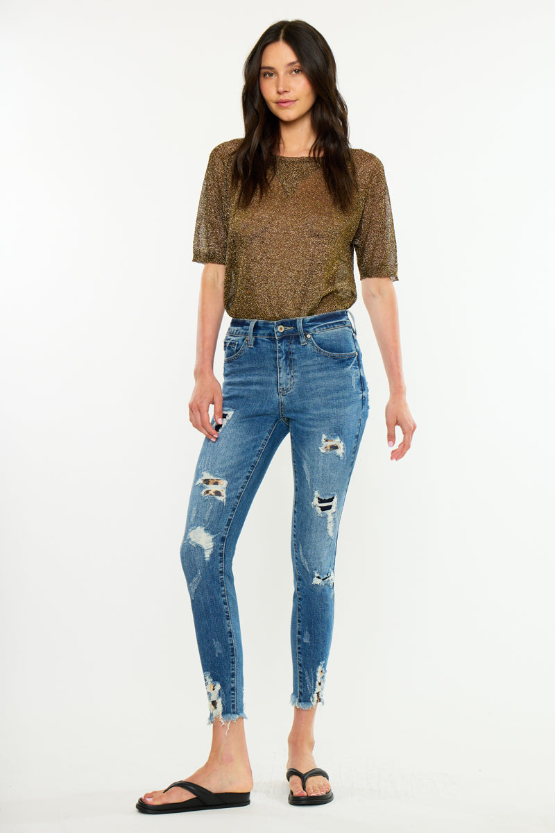 Women's High Rise Ankle Skinny Jeans - Dark Wash - Dark Wash (Style 148) - view 3