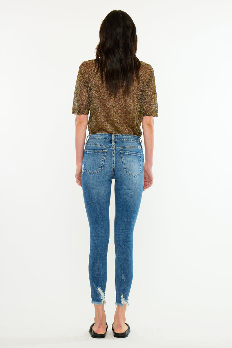 Women's High Rise Ankle Skinny Jeans - Dark Wash - Dark Wash (Style 148) - view 6