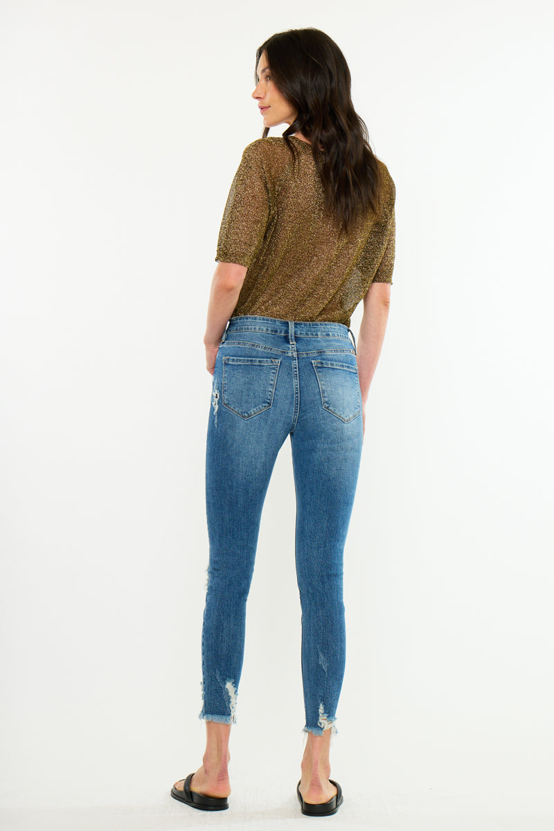 Women's High Rise Ankle Skinny Jeans - Dark Wash - Dark Wash (Style 148) - view 2