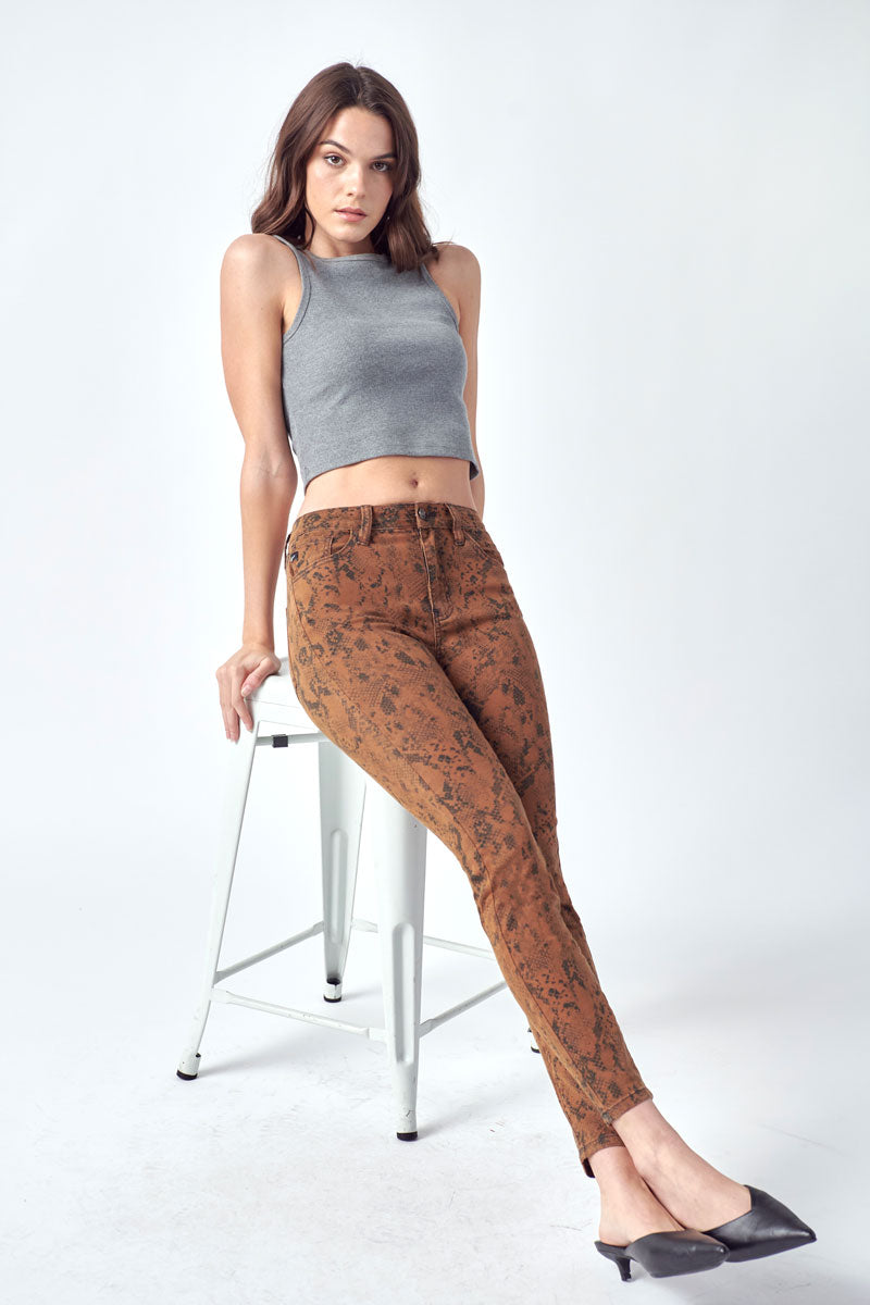 Women's High Rise Super Skinny Jeans - Brown / Red - view 9