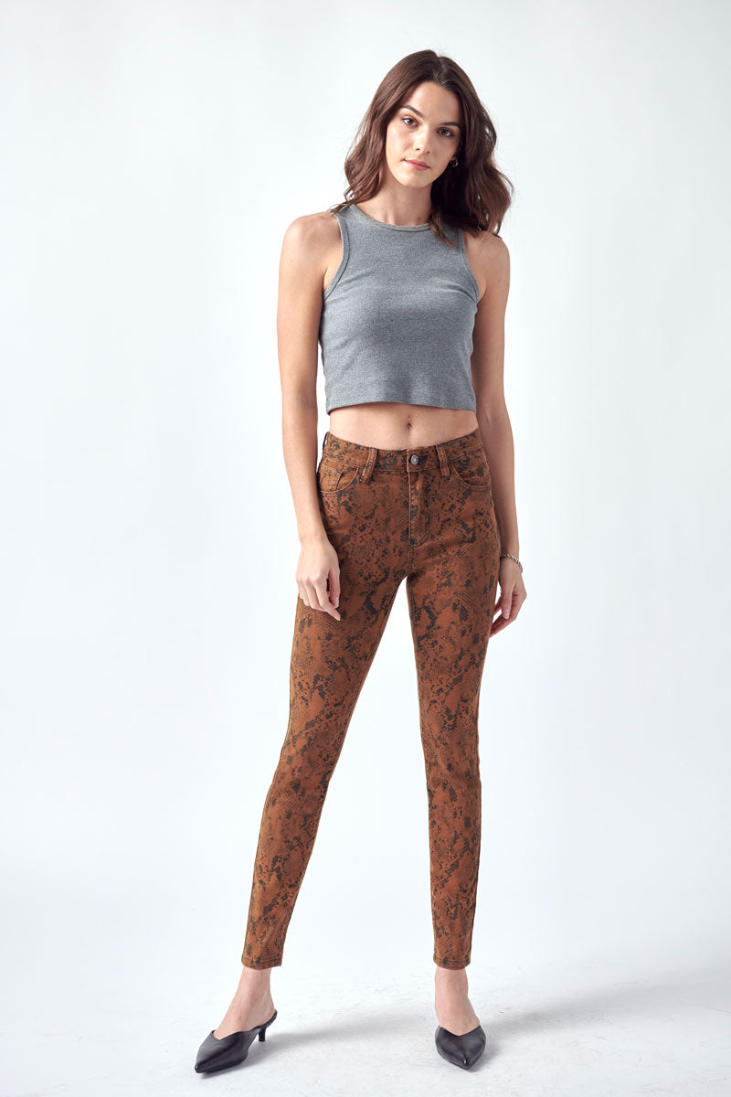 Women's High Rise Super Skinny Jeans - Brown / Red - view 8