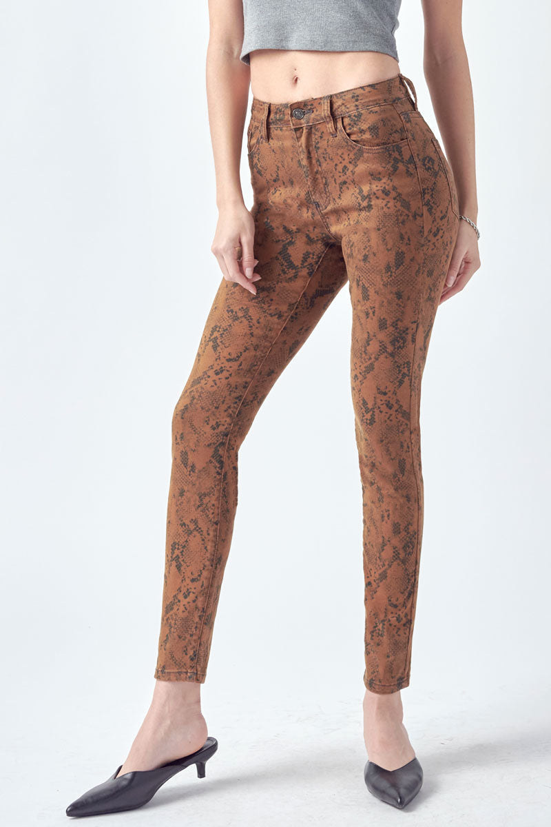 Women's High Rise Super Skinny Jeans - Brown / Red - view 10