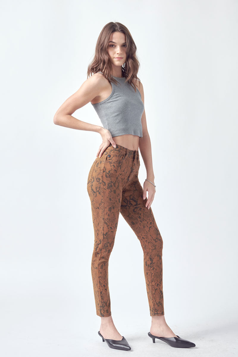 Women's High Rise Super Skinny Jeans - Brown / Red - view 7